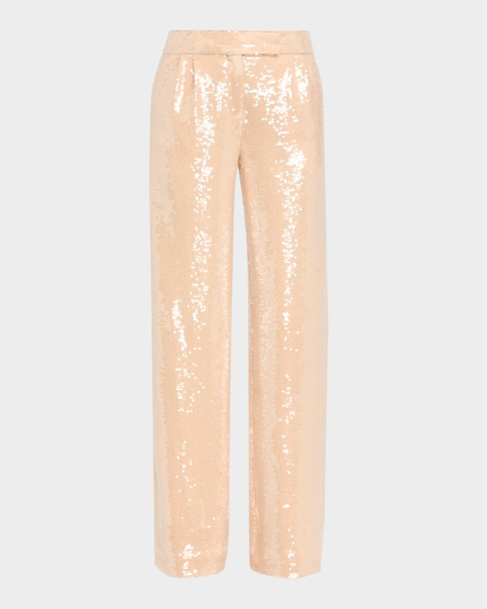 Sequin Pleated Wide-Leg Trousers
